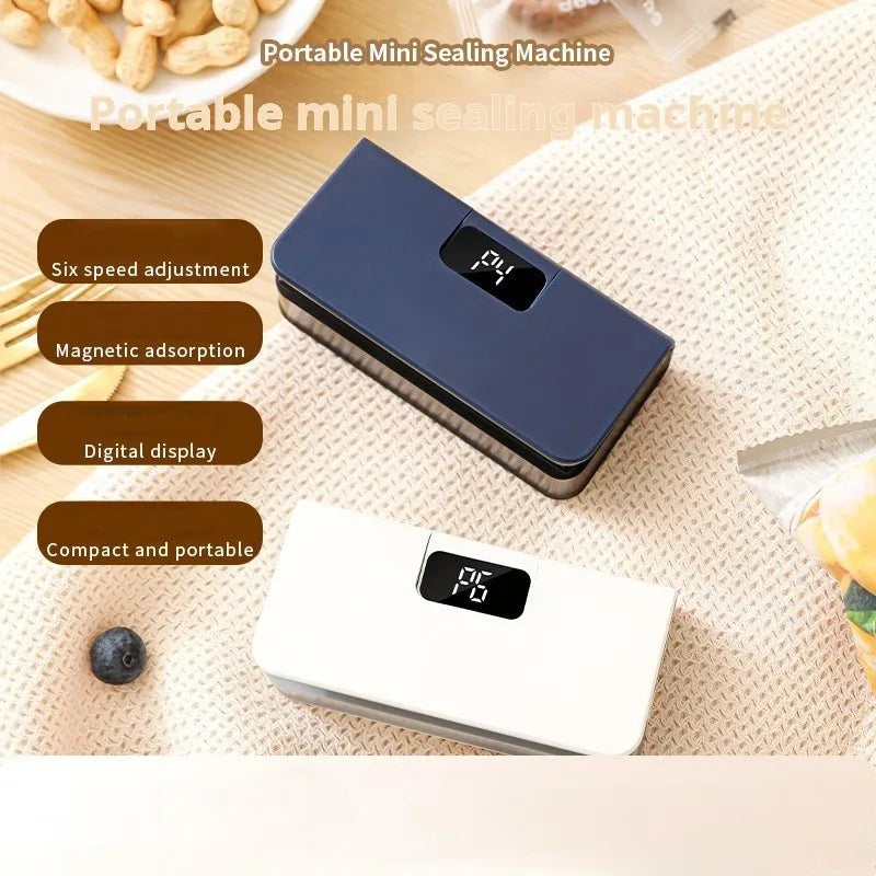 Mini sellador de bolsas calefactoras recargable, máquina de sellado de bolsas de alimentos para embalaje de almacenamiento, sellador de bolsas con Clip de plástico de mano, sellador térmico de embalaje de aperitivos