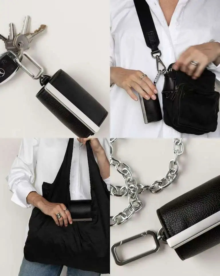 Bolso Eco-Tote Plegable 2 en 1 | Llavero de Cuero Sintético y Mosquetón. Elegante y práctico.