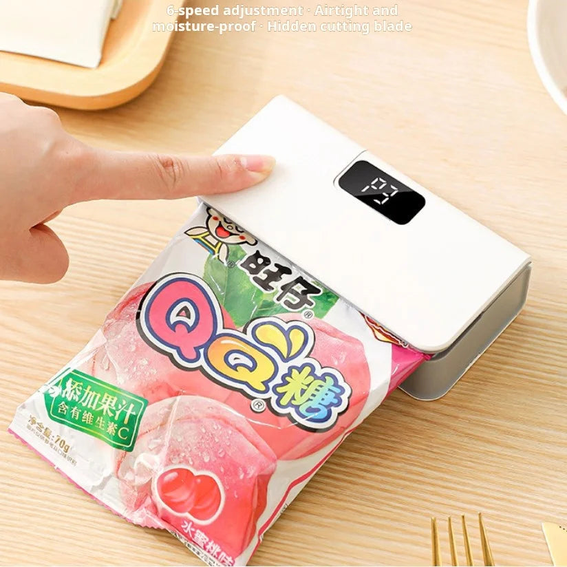 Mini sellador de bolsas calefactoras recargable, máquina de sellado de bolsas de alimentos para embalaje de almacenamiento, sellador de bolsas con Clip de plástico de mano, sellador térmico de embalaje de aperitivos
