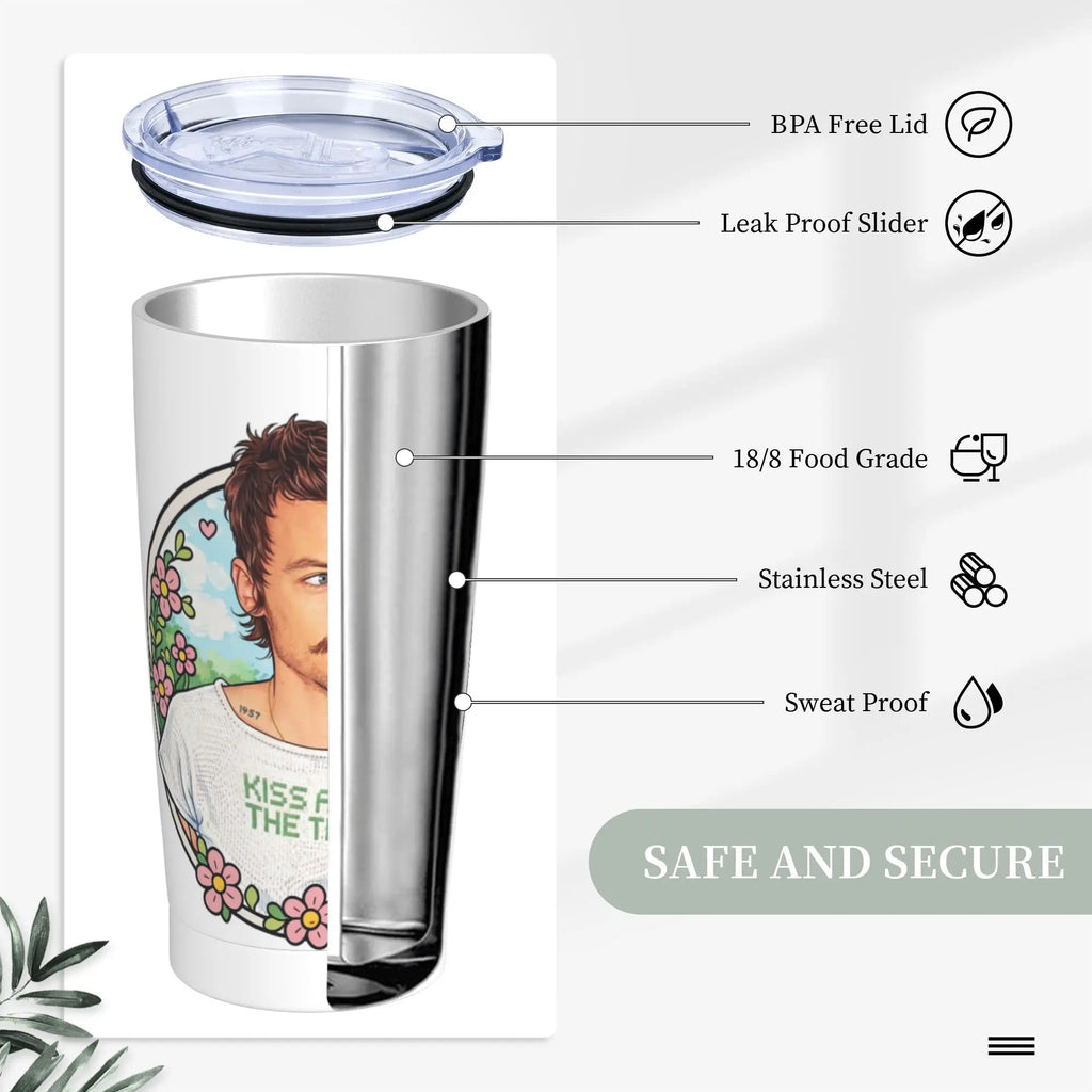 Vaso Térmico de Acero Inoxidable - Diseño Exclusivo de Harry Styles. Calor y Frío.