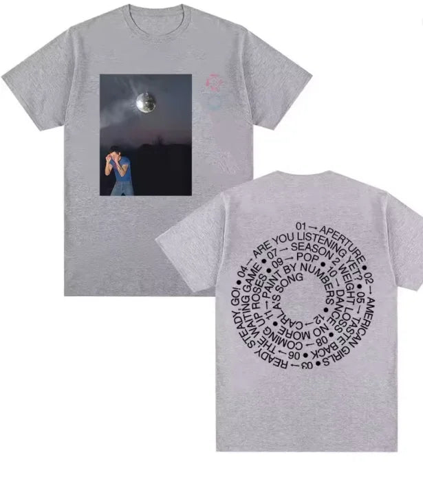 Harry Styles Often Kisses. Hunting Wind Style. 2026 Album. Pattern T-shirt. for Men and Women. Summer. Short-sleeved T-shirt.